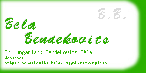 bela bendekovits business card