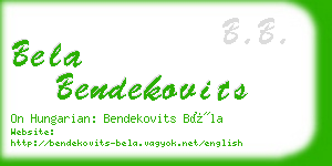 bela bendekovits business card